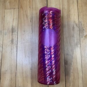 NWT Starbucks 2022 Christmas Pink‎ Iridescent Purple Swirl Tumbler Cold Coffee